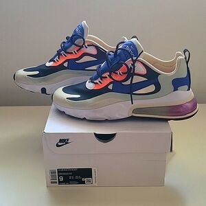 NIKE Air Max 270 React Fossils-Hyper Blue-Black women's Size 9 Worn Once